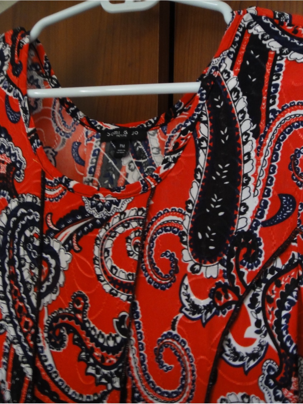 Red Paisley Midi Dress with Scoop Neck